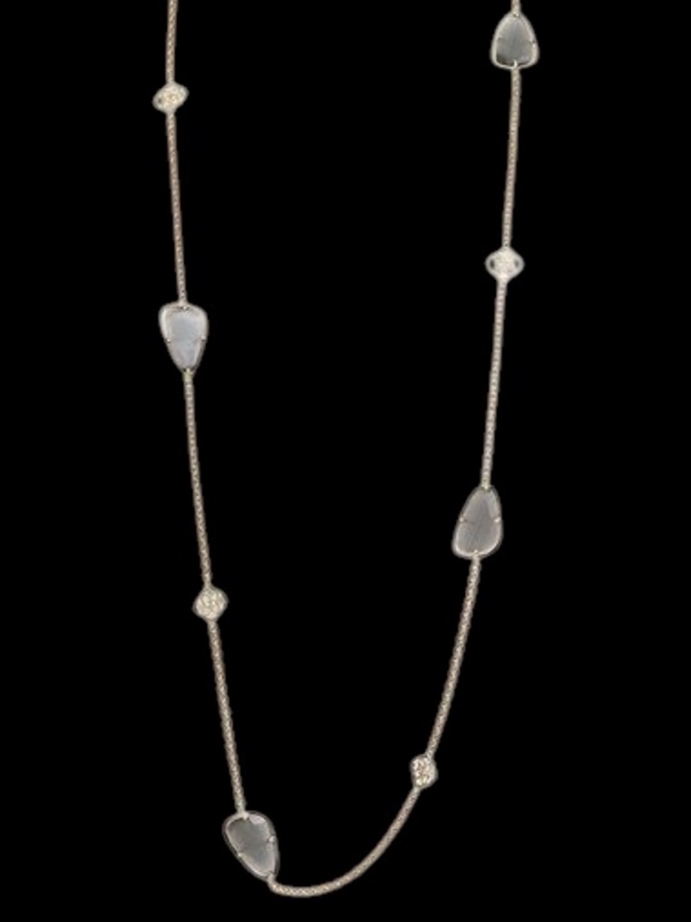 Kendra Scott Kinley Gold Station Necklace in Slate Grey Cat's Eye